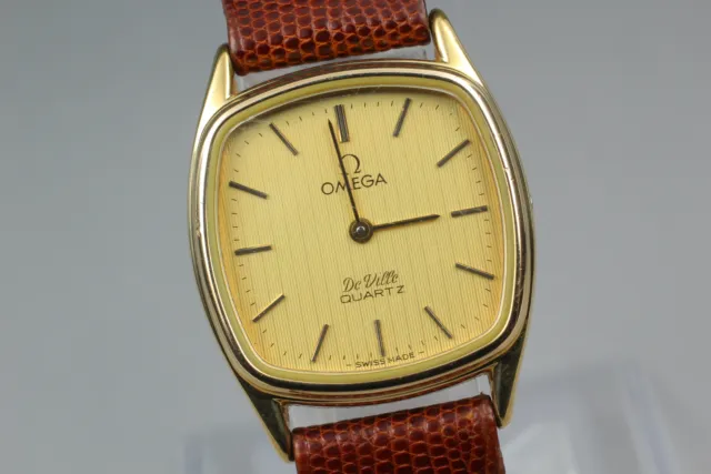 New Batt. [Exc+5] Vintage Omega DeVille Cal 1365 Gold Qz ladies watch From JAPAN