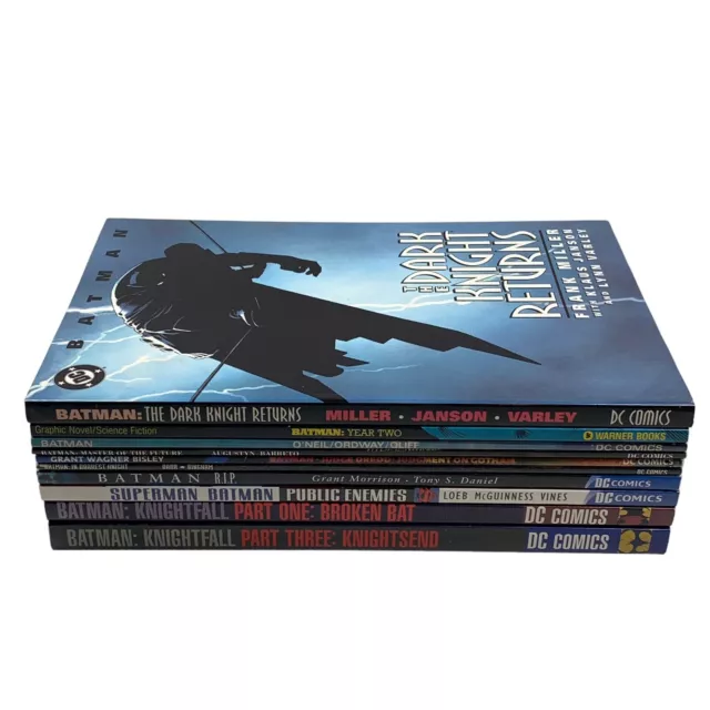 Lot of 10 Batman TPB Graphic Novels - Dark Knight Returns, Knightfall, R.I.P.