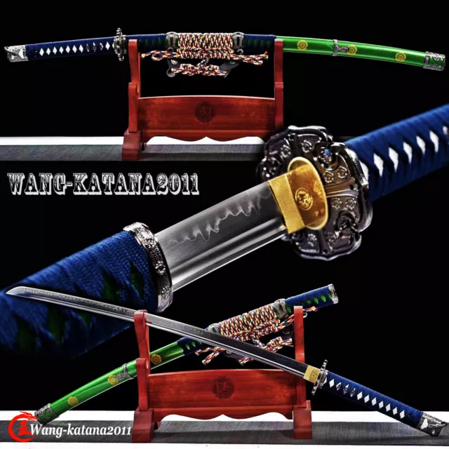 Green Tachi Clay Tempered T10 Real Hamon Japanese Samurai Functional Sharp Sword