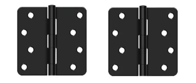 Deltana 4 x 4 1/4" Radius Corner Full Mortise Hinge - Pair Flat Black | S44R41B