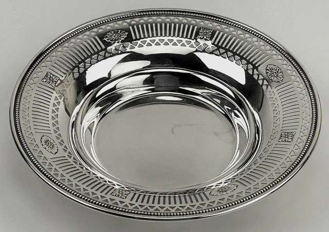 Antique Gorham Sterling Silver 925 Pierced Mini Beaded Rim Round Candy Nut Bowl