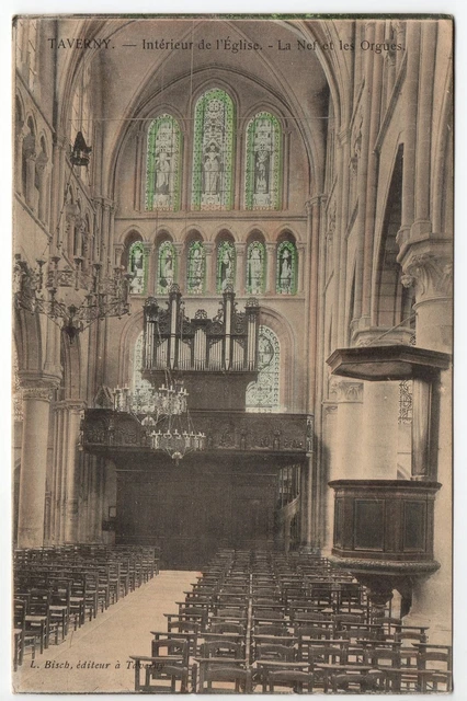 TAVERNY Val D'Oise CPA 95 the nave and the ORGANS interior of the church