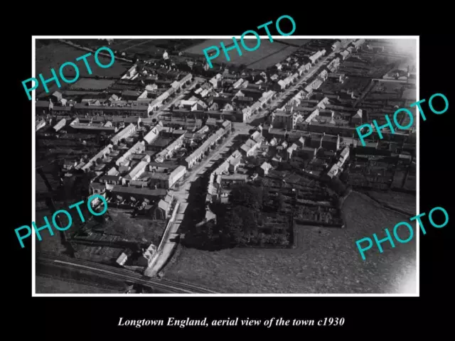 OLD LARGE HISTORIC PHOTO OF LONGTOWN ENGLAND AERIAL VIEW OF THE TOWN c1930 2