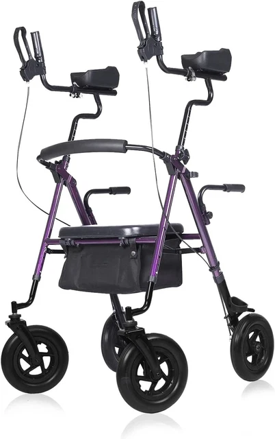ELENKER Upright Rollator Walker Heavy Duty Rolling Walking Stand Up Medical Aid