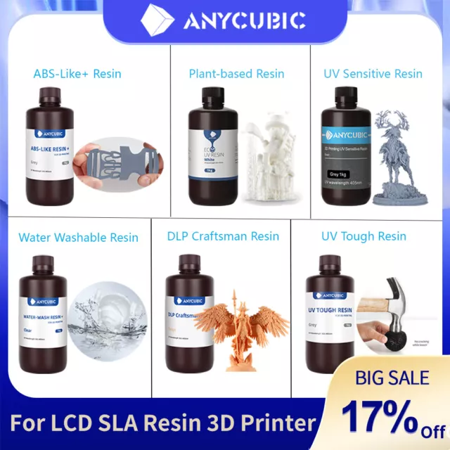 ANYCUBIC Photopolymer/Water Washable/ABS-Like/Tough/ECO 405nm 3D Printer Resin