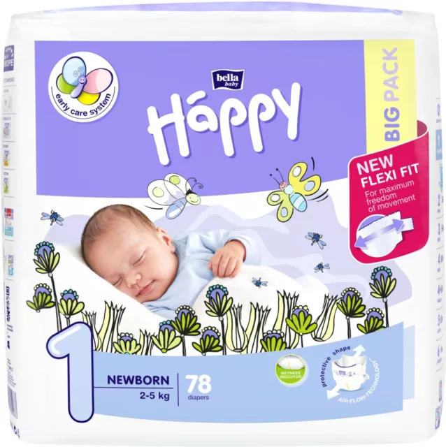 BELLA HAPPY Windeln Gr.1 (78 Windeln) Hohe Saugfähigkeit & Qualität