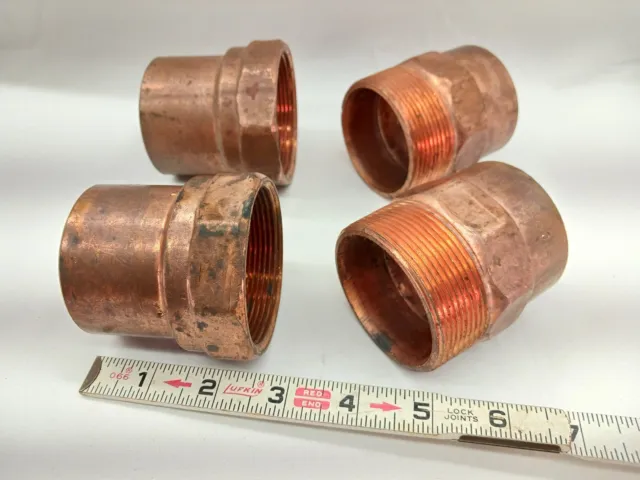 Set Of 2 Pair 2" EPC Copper Pipe Adapters Male & Female (2⅛" ID - 2¼" OD) Sweat