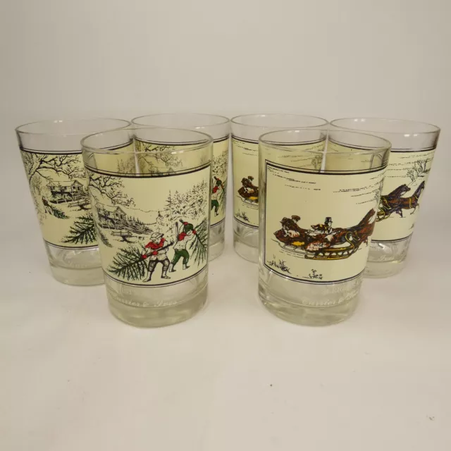 6 Currier & Ives Glasses "CHRISTMAS SNOW"  Arby's Collector's Series ZXK0A