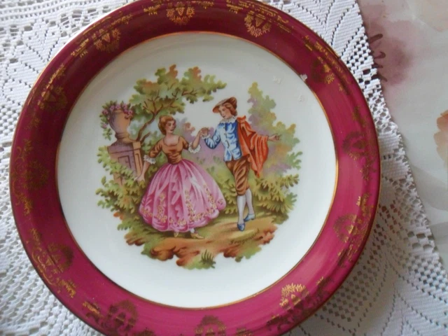 Belle et grande ASSIETTE DECORATIVE porcelaine Limoges -FRAGONARD- vintage -24cm