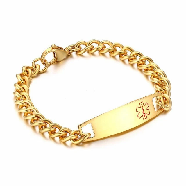 Medical Alert ID Stainless Steel Bracelet Chain Wristband