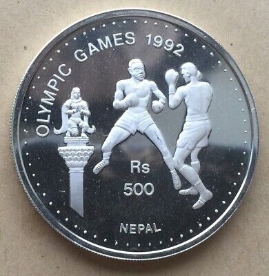 Nepal 1992 Boxers 500 Rupees Silver Coin,Proof