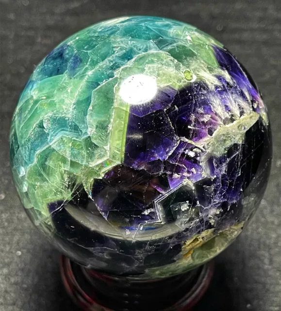 TOP 670 G Ø 73mm Natural Fluorite Quartz Crystal Sphere Ball Healing YCXF182