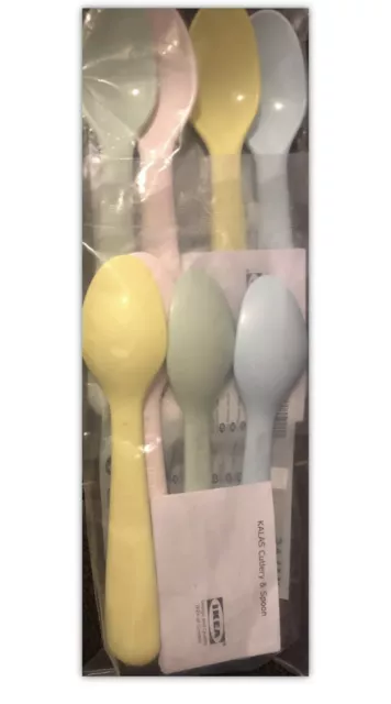 2 IKEA  Kalas 4 x Kids Plastic Spoon Pastel Colors Table