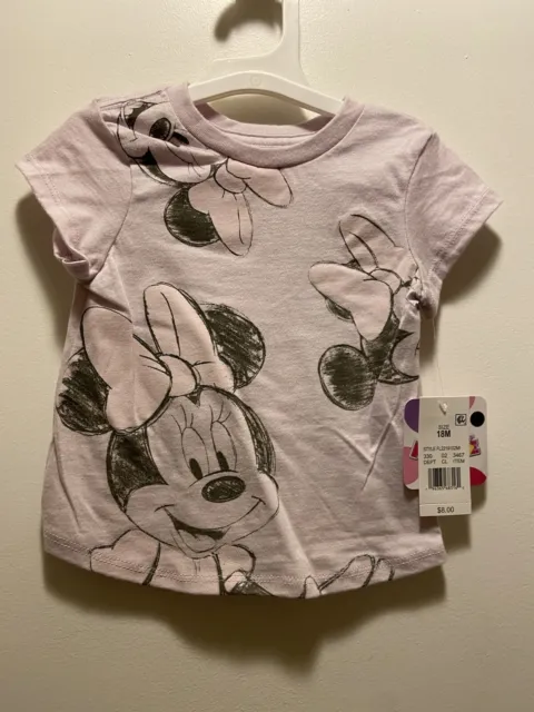 Disney Minnie Mouse Shirt Toddler Infant Girls Sz 18M Nwt