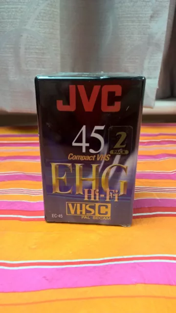 Juego de 2 Casetes de Cinta de Video VHS-C Compacto VHS-C JVC EHG HiFi 45 Minutos EC-45