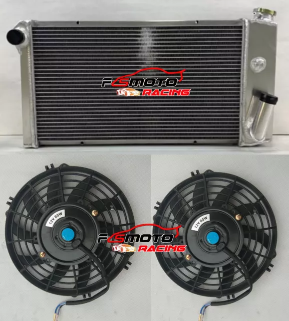 Aluminum Radiator+Fans For 1971-1977 Chevy Vega 1975-1976 Pontiac Astre 2.3L AT