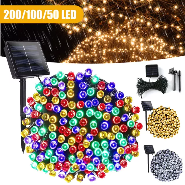 50-500 LED Solar Lichterkette Außen Lichterkette Garten Party weihnachtsdeko NEU 3