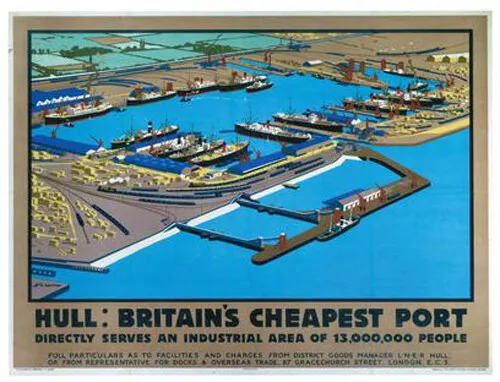 Vintage Hull Britain's Cheapest port Art Print Railway Travel Poster A1/A2/A3/A4