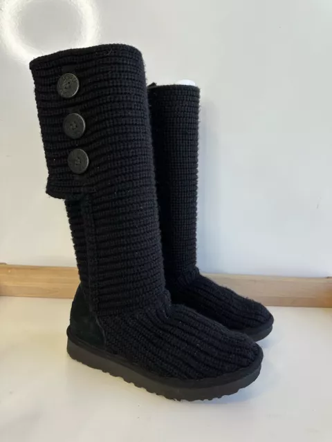 UGG Cardy Women's Classic Boots / Black Wool Knit / US 6