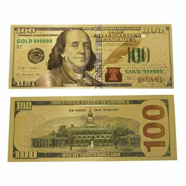 24K GOLD Plated Foil $100 Dollar Bill Collectible Novelty Collection Note Gift