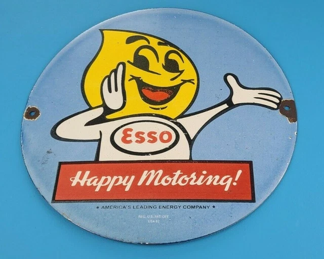 VINTAGE ESSO GASOLINE Porcelain Happy Motoring Service Station Pump