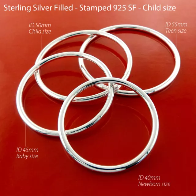 Bangle Real 925 Sterling Silver Filled Baby Child Teen Girls Size Cuff Bracelet