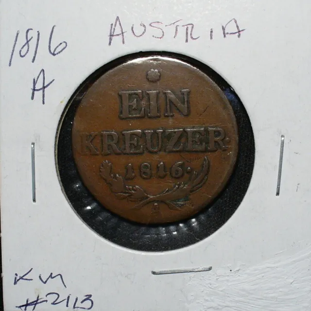 Austria Ein Kreuzer 1816A Coin