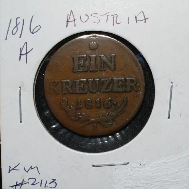 Austria Ein Kreuzer 1816A Coin