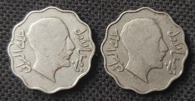 1931 & 33 Iraq 2 X 4 Fils Lot Of 2 Coins King Faisal I L@@K!!