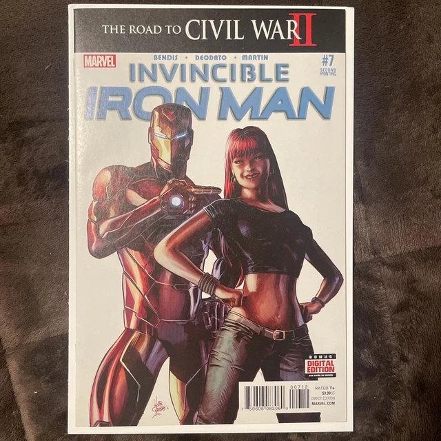 Invincible Iron Man #7, 2nd Print, 1st cameo Riri Williams/Ironheart, Est. VF/NM