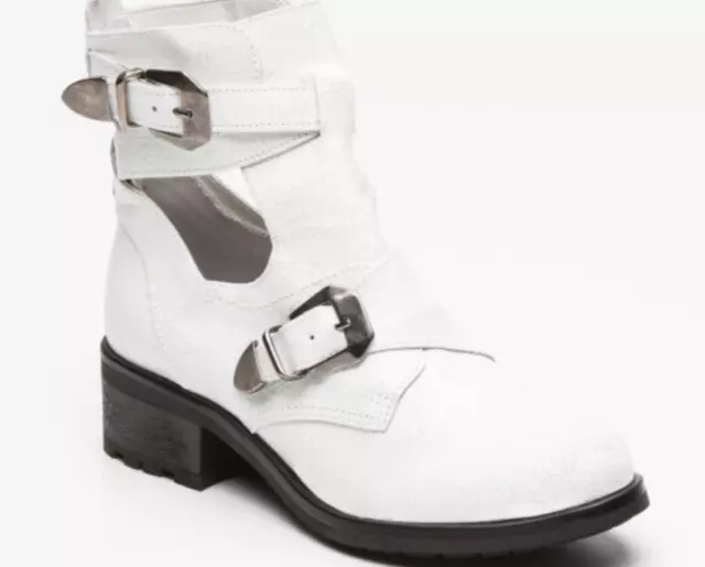 Bottines Eram Véritable Cuir Blanc avec Boucles T.37 NEUVES DS L/BTE