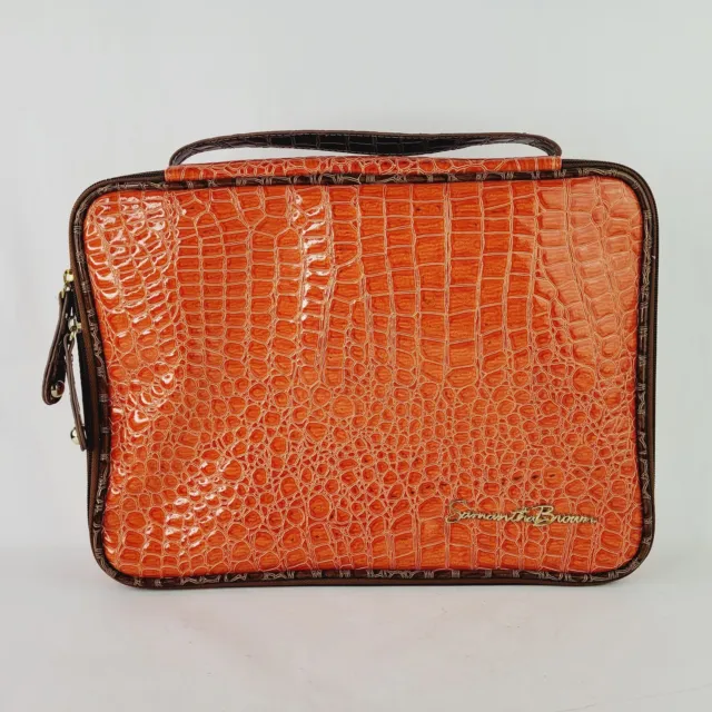 Samantha Brown Croc Orange Makeup Travel Toiletry Bag Packing Organizer Zip Case
