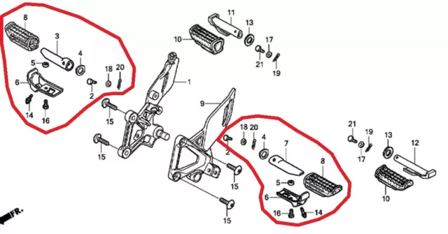 Honda CBR 125 R JC 34 JC 39 JC 50 Fußrasten Vorne Links Rechts Neu 3