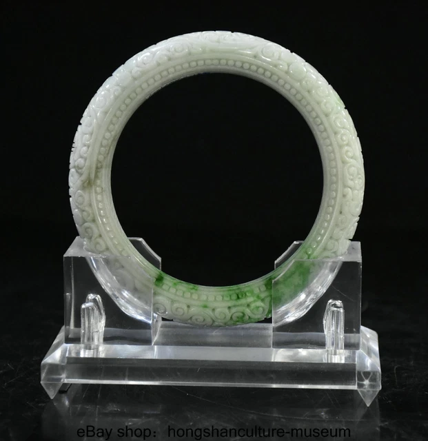 3.2 " Chinese Natural Emerald Jadeite Jade Carved Woman jewelry bracelet bangle
