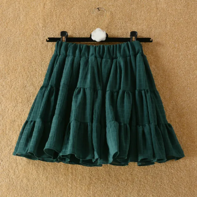 Ruffles Lady Skirt Petticoat Chiffon Layered Pleated Frill Mini Slip Mini Short