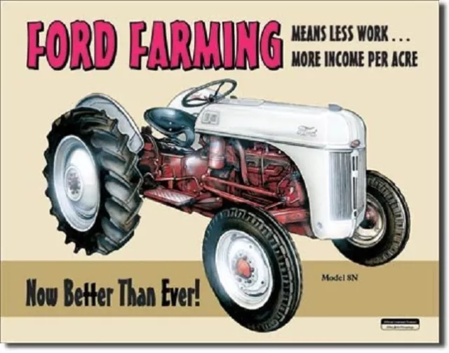 Ford Farming 8N Tractor Farm Equipment Vintage Retro Wall Decor Metal Tin Sign