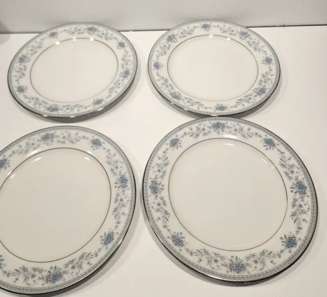 Noritake Contemporary Fine China Blue Hill Salad Plates 2482   Set of 4  -8 1/4"