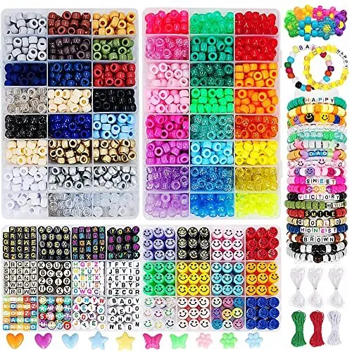  3500pcs Bracelet Making Kit, 48 Colors Pony Beads Set