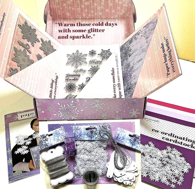PAPERCRAFT SOCIETY CRAFT Kit Box by Sacha Reade Snowflake Dies, Stamps