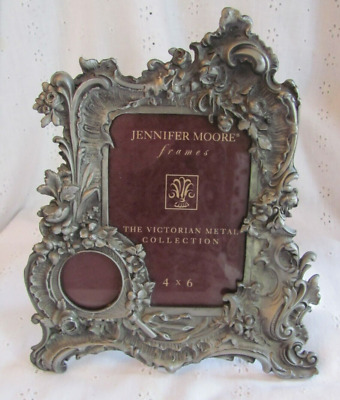 Jennifer Moore Victorian Metal Photo Picture Frame Roses 2 Inserts 4x6 & 2 1/4