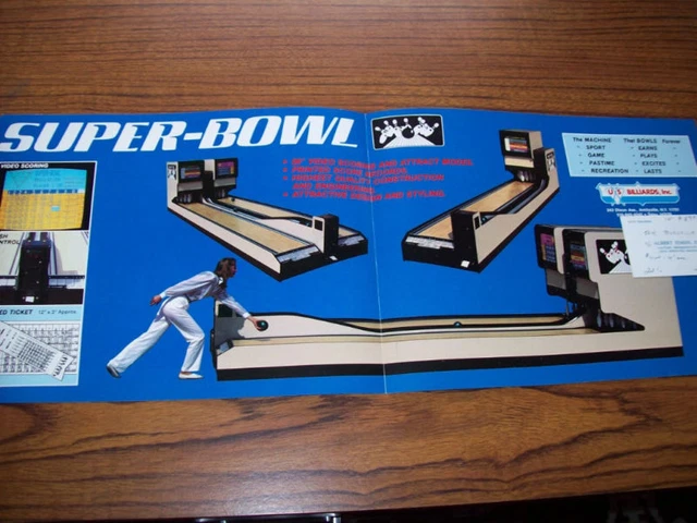 US BILLIARDS SUPER BOWL BOWLING ALLEY FLYER BROCHURE Vintage Promo Art