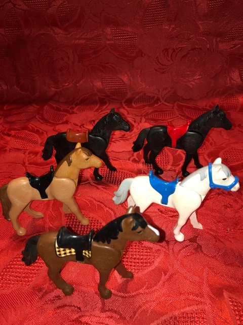 Lot 10 Chevaux Anciens PLAYMOBIL Avec Selles - Cow Boy Western