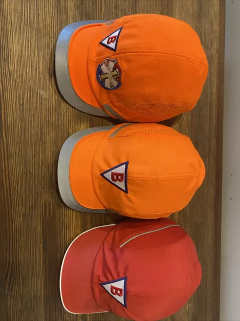 3 Surflex Safety Bump Caps. 2 Safety Orange And 1 Red