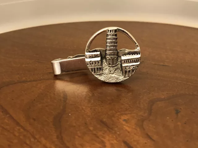 Silver Toned SWANK Tie Clip LEANING TOWER OF PISA