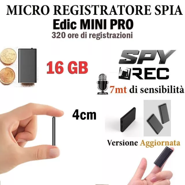 Micro Registratore Audio Spia Vocale 16 Gb Spy Mini Ambientale Usb