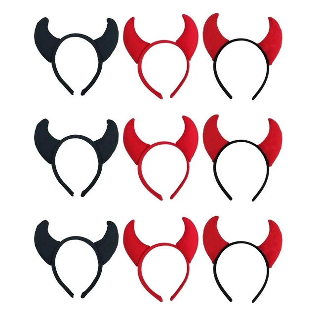 9 pz Fascia per orecchio in tessuto diavolo corna demone copricapo Halloween