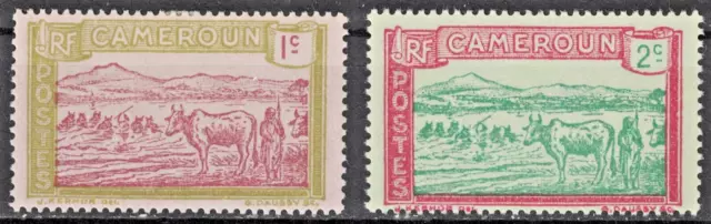 CAMEROUN:1925-38 SC#170-71 MLH Herder and Cattle Crossing Sanaga River  AJ781