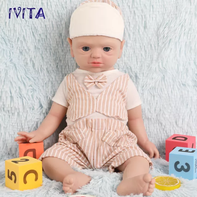 IVITA 21" Vollsilikon Reborn Baby Junge Handgemachte Silikonpuppe Säugling