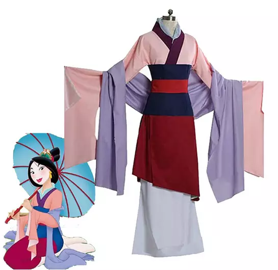 Adult Hua Mulan Pink & Red Dress Princess Movie Adult Cosplay Costume  Book Week