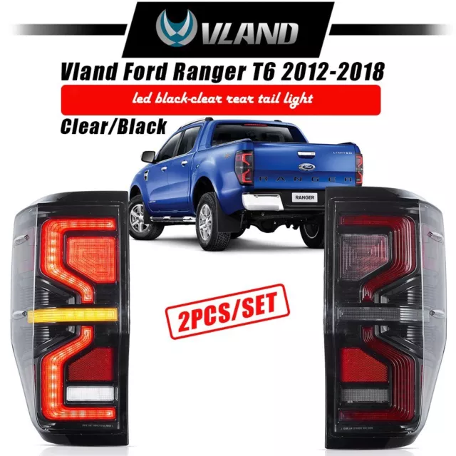 Led Black Clear Rear Tail Light Lamp Fit Ford Ranger T6 T7 T8 Px1 Px2 Px3 12-21